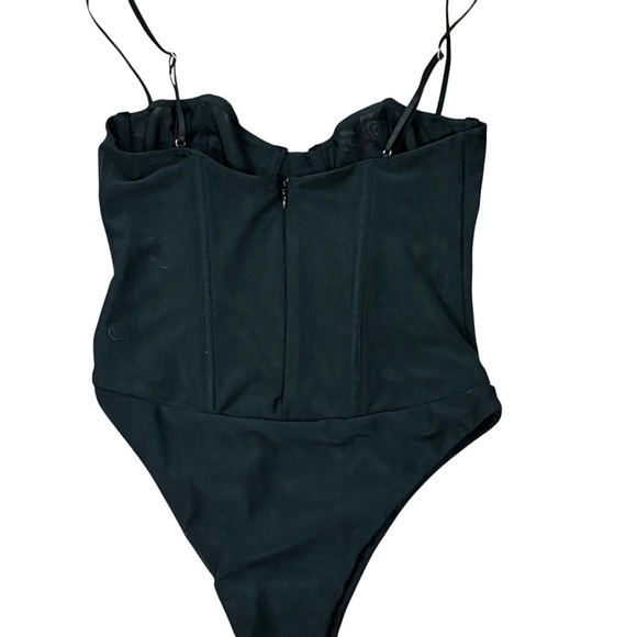 White Fox Boutique Like I Love You Bodysuit Black Mesh Bustier Size Medium NWT - Picture 9 of 10